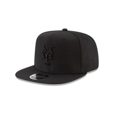 Black New York Mets Hat - New Era MLB Black On Black High Crown 9FIFTY Snapback Caps USA2370914